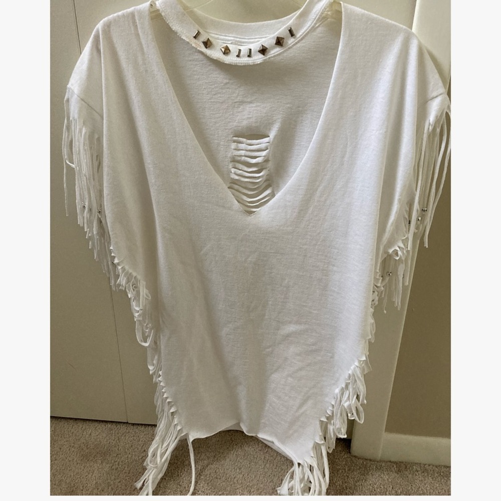 Unique fringe T shirt